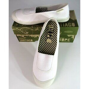 KEEN Santiago U-Gore Sustainable White Canvas Slip-On Loafers Women's Size 8.5